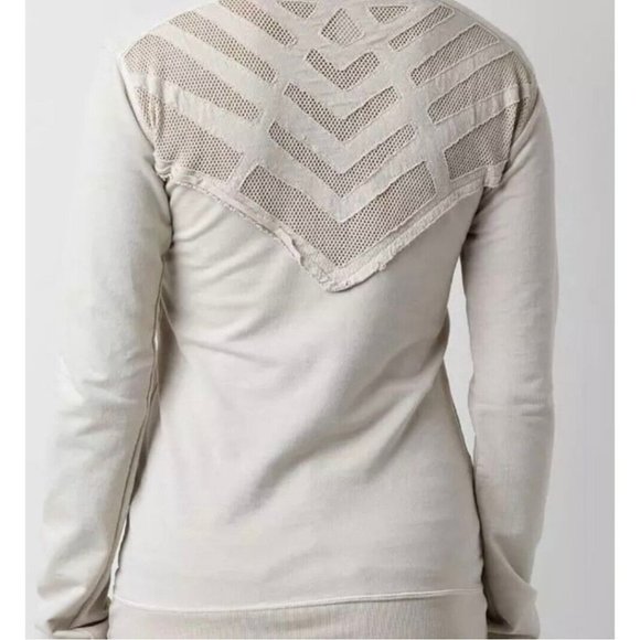 Y2k S/M Sinful Affliction Thin Sweatshirt Shirt Cream‎ Large Cross Embellished - Picture 2 of 10